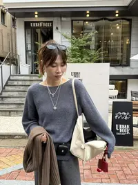 【NO退NO换】韩国丨秋冬雾霾蓝设计领毛衣