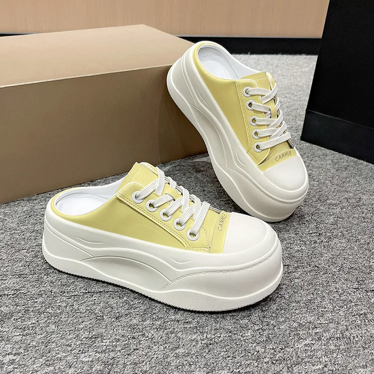 【运费险】包头拖鞋欧货爆款厚底增高小白鞋女百搭圆头休闲运动板鞋