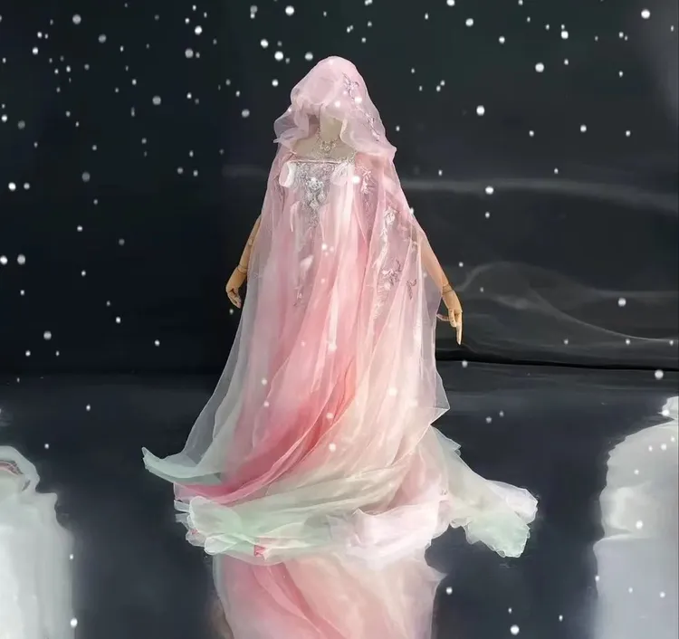 仙女系【粉凤凰】重工刺绣大袖齐胸诃子裙斗篷