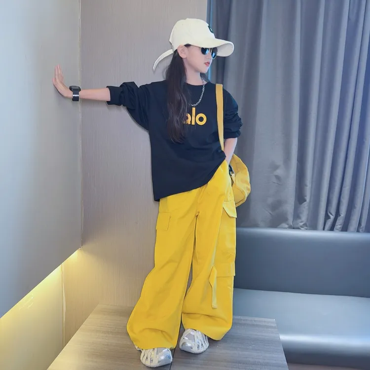 女童运动套装秋装2025新款女大童时髦春秋卫衣儿童秋季休闲阔腿裤