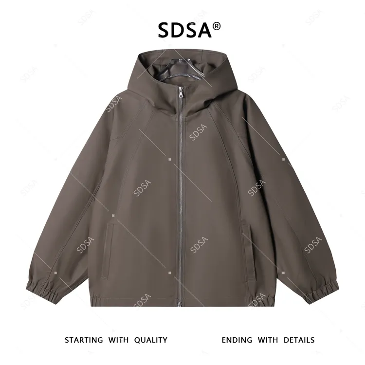 SDSA男士2025新款轻奢痞帅男装复古立领连帽休闲夹克拉链开衫外套