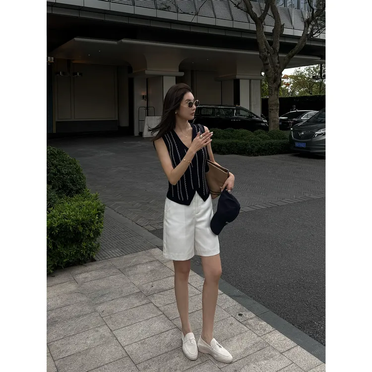 [海岛听风]"99%莱赛尔天丝"极简百搭白色设计三防休闲短裤21476