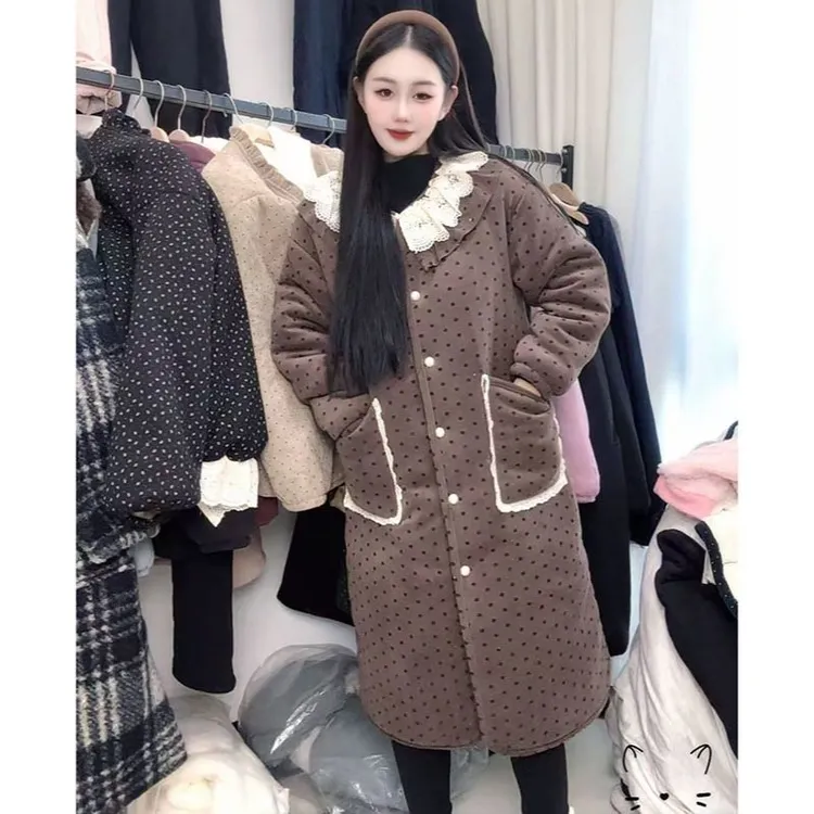 新款睡衣女冬三层夹棉加厚时尚休闲长款长袍可外穿网红爆款家居服