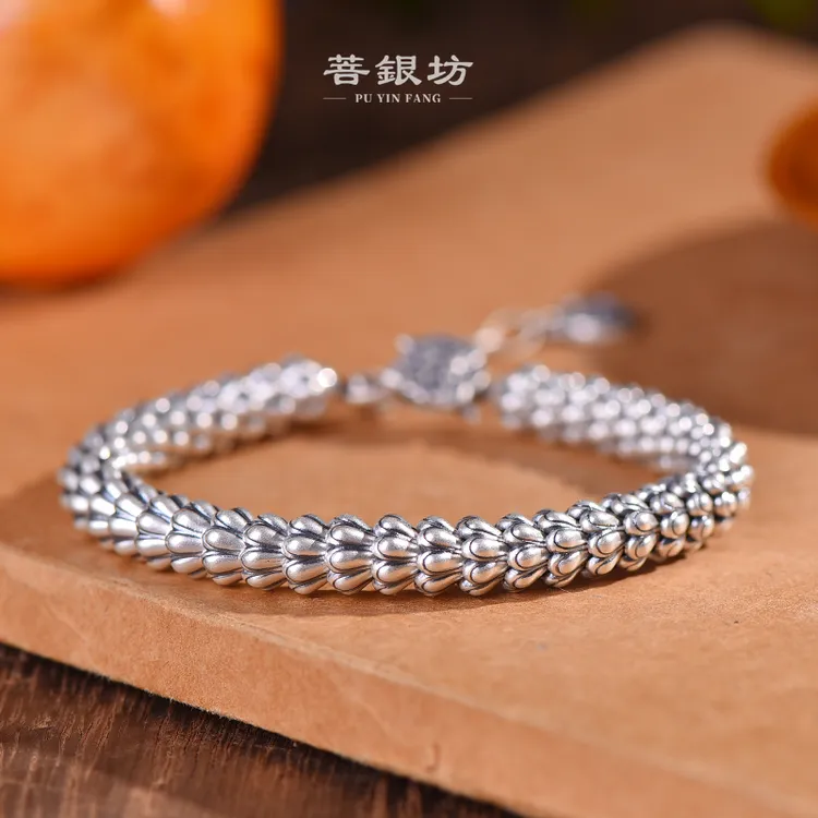 足银手链 【菩银坊】龙行天下 龙骨盘缠手链18+5cm 足银999