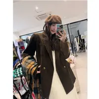 晶咕【佩斯画廊】复古灯芯绒翻领宽松正肩西装外套