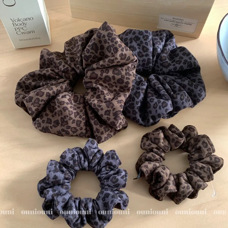 港风复古气质豹纹大肠发圈高弹耐用扎头发皮筋马尾丸子发圈