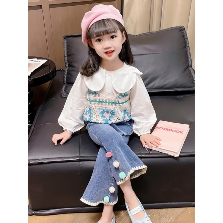 女童民族风三件套2025新款儿童秋装套装女宝宝时髦洋气春秋季衣服