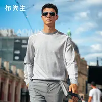 Mr.Bu布先生圆领长袖针织衫肩袖撞色条纹设计秋季男士上衣BT16885