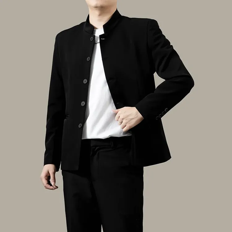 中式中山装外套男士套装2025春秋季新款国风西服休闲痞帅夹克男