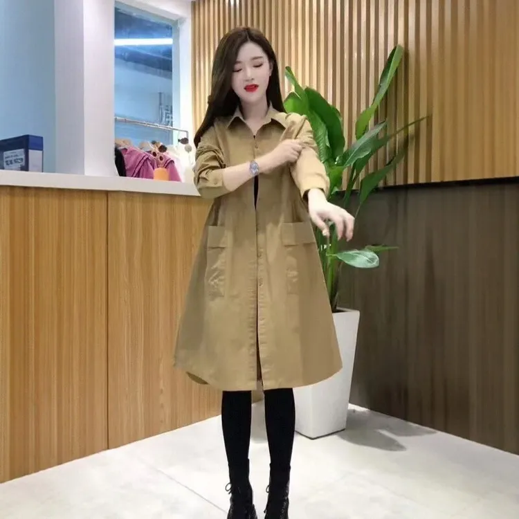 衬衫风衣中长款2025新款韩版时尚宽松洋气百搭薄款外套女