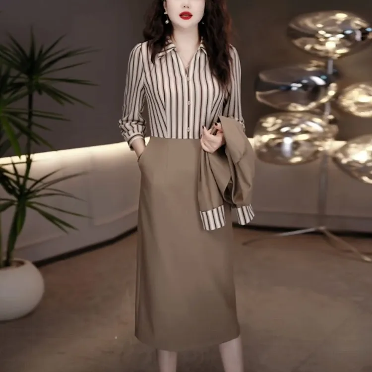 轻奢时尚优雅小西装套装连衣裙2025秋季新款高级感显瘦两件套裙子