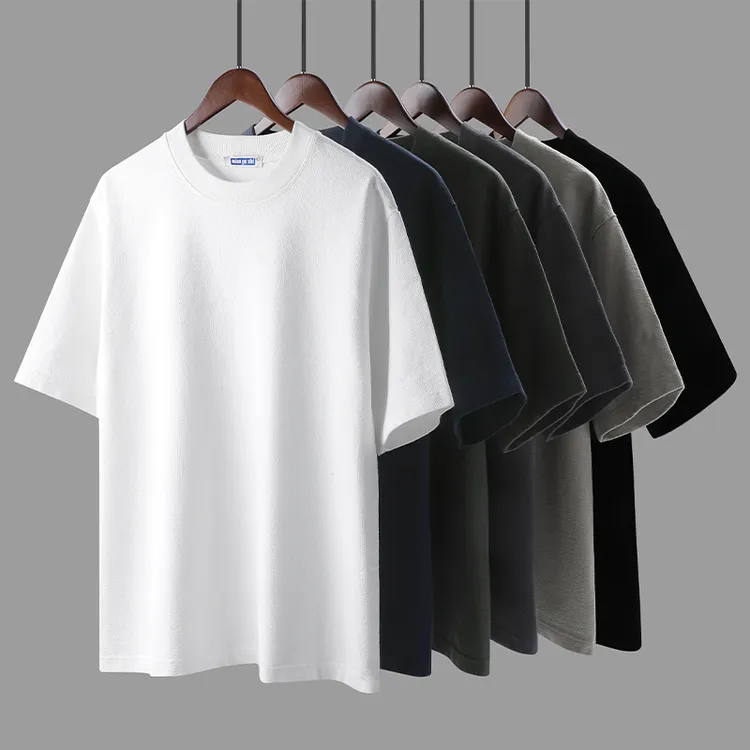 【430克重t恤】老织机提花加厚纯棉短袖宽松透气休闲风高端重磅T恤