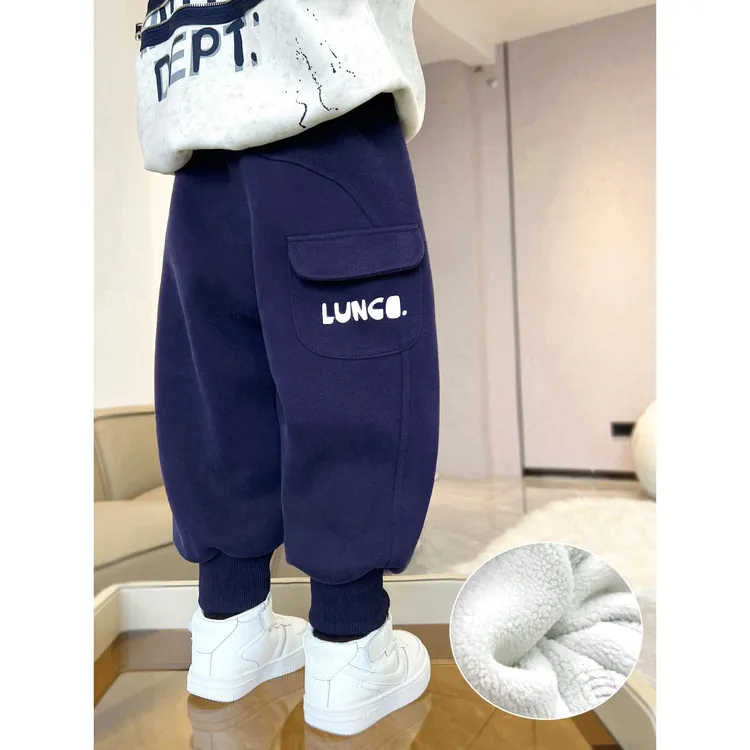 奥莱正品男童加绒裤子2026新款一体绒休闲裤儿童秋男童加绒休闲裤