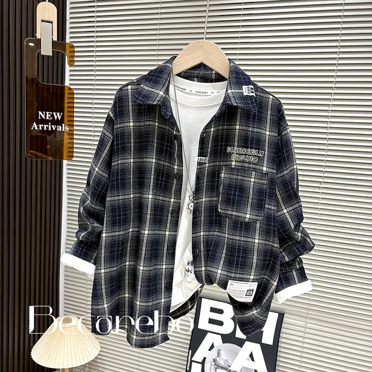 130-180【淏妈原创】青少年男童衬衫春秋款男孩中大童衣服儿童衬衣