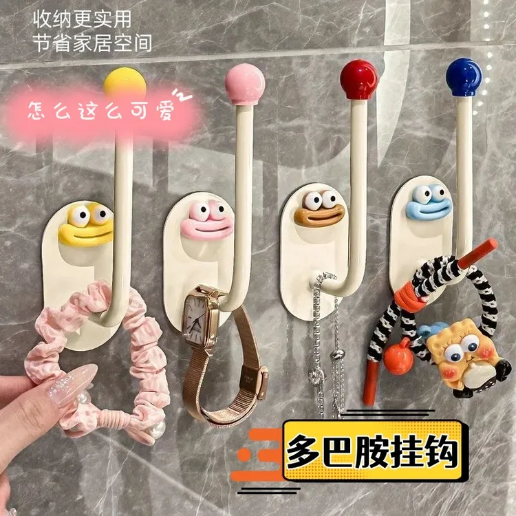 新款多巴胺高颜值可爱挂钩圆球免打孔强力承重门后无痕挂衣钩浴室
