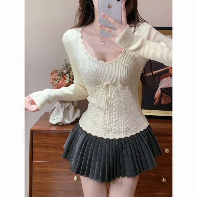 瑞茜·威瑟斯 甜梦少女2.0 秋季甜美百搭显瘦长袖上衣半裙R3573W