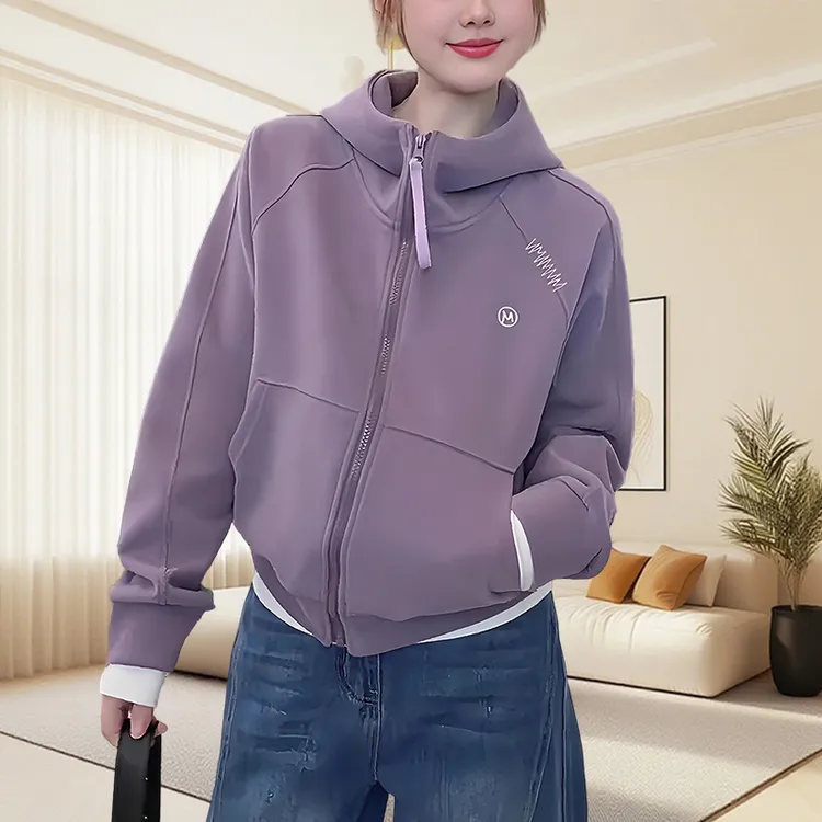 网红爆款宽松厚款棒球服开衫连帽字母刺绣短外套女士简约休闲上衣