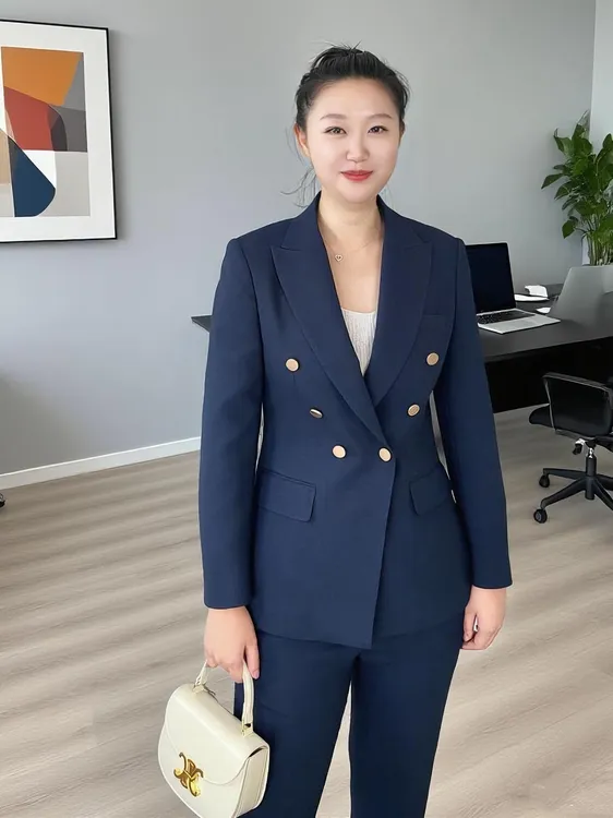 秋季新款藏青色黑色双排扣西服套装轻奢时尚