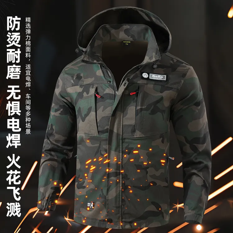 男士男款套装加固工作服套装弹力加裆耐磨耐脏电焊汽修户外劳保服