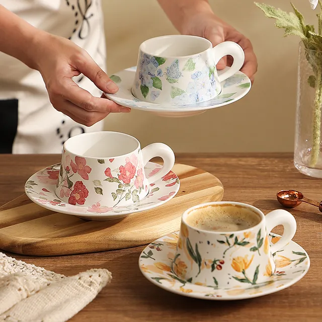 法式复古咖啡杯女士个人专用高档精致拿铁杯碟套装网红下午茶餐具
