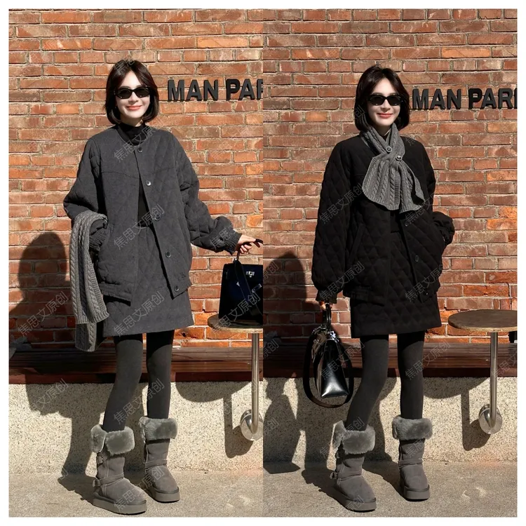 焦思文 冬季时尚休闲宽松羽绒服外套+短裙两件套装251130Y12