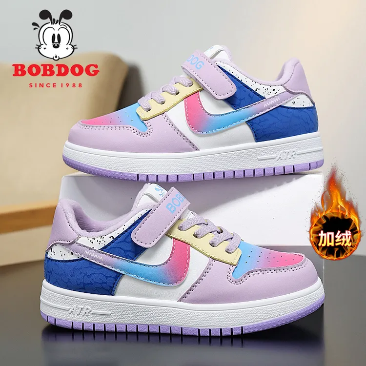 Bobdog/巴布豆女童棉鞋儿童秋冬新款加绒保暖板鞋女孩防滑运动鞋