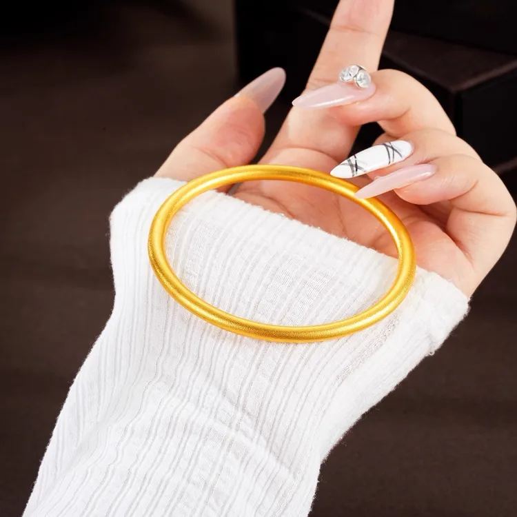 铜合金手镯 民族风简约圈口59-60mm手镯镯子金色时尚经典