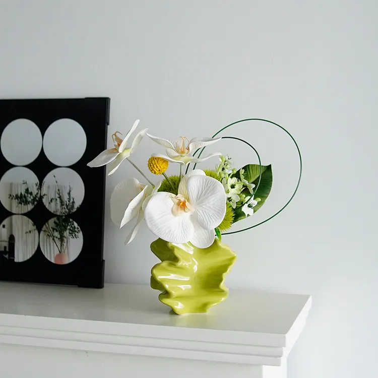 花屿星河|设计 仿真花假花手感保湿餐桌花茶几装饰摆件牛油果绿