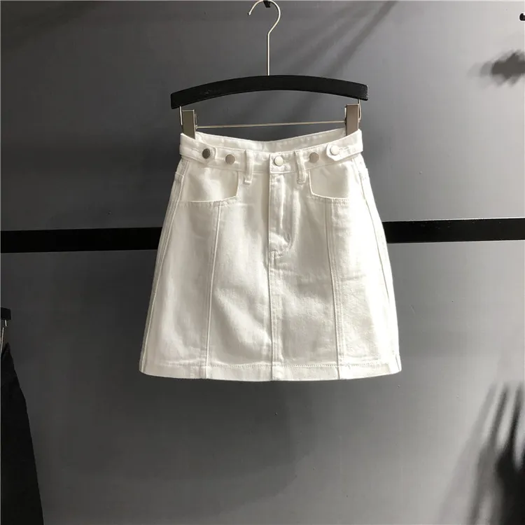 欧货牛仔半身裙女2025夏季新款高腰白色简约韩版百搭包臀裙短裙潮