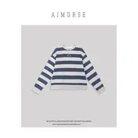 AIMURSE【盐系艺廊】小众设计师 秋季宽松条纹百搭休闲卫衣 AM80012
