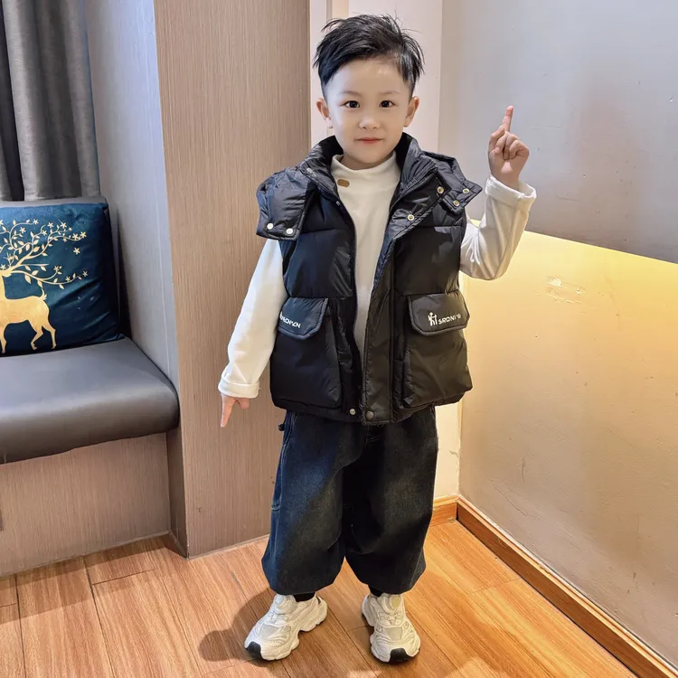 男童棉服马甲冬装2025新款儿童痞帅背心男宝冬季外穿保暖马甲