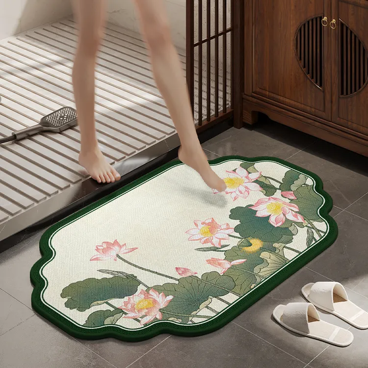 中古风亚麻编织浴室地垫卫生间吸水垫厕所门口防滑垫脚垫速干地毯