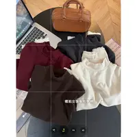 【芝士打底】人手两件~韩系时尚百搭洋气半高领袖口花边打底衫女冬