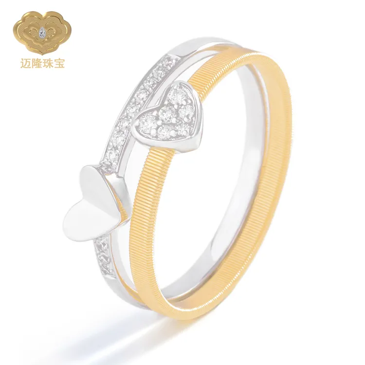 迈隆珠宝18K新款爱心钻⽯戒指意大利设计款纯手工绕丝钻石戒指