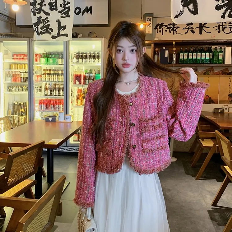 小香风短外套女2025秋季法式小个子气质设计感粗花呢流苏外套上衣