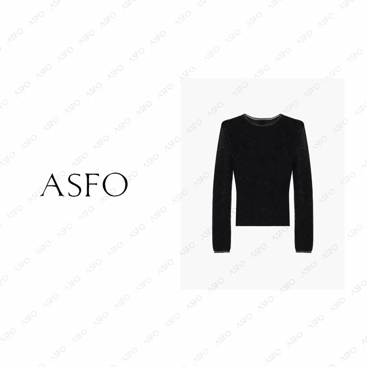 【AS亮网网】25新细闪修身轻薄百搭弹力针织衫AS25QZZ03853