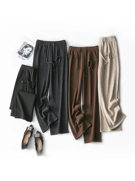 Miss Chen【过冬懒人裤】醋酸羊绒羊毛加绒加厚直筒裤女 JZ1916