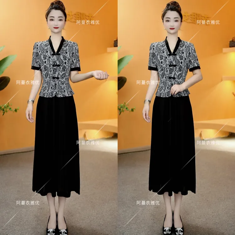 【衣雅严选】8124-1876#新款时尚款盘扣上衣简约款面假两件连衣裙