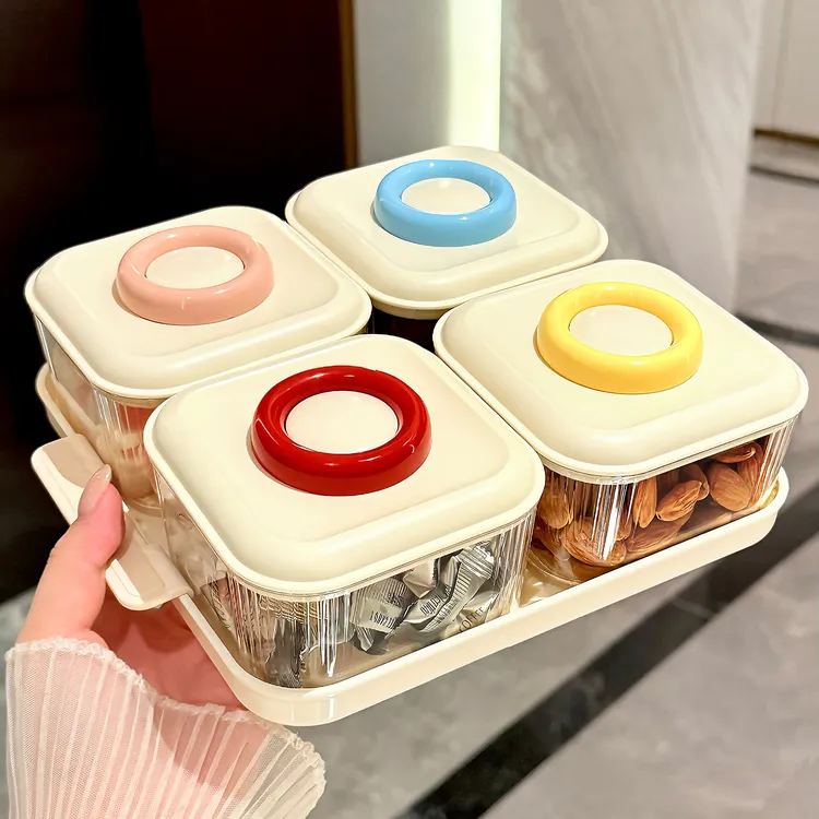 新款果盘客厅茶几家用四宫格干果盘零食盘坚果盘糖果盘分格收纳盒