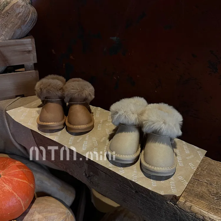 儿童鞋子宝宝雪地靴冬季女童真毛保暖鞋小童棉靴加绒加厚学步鞋子