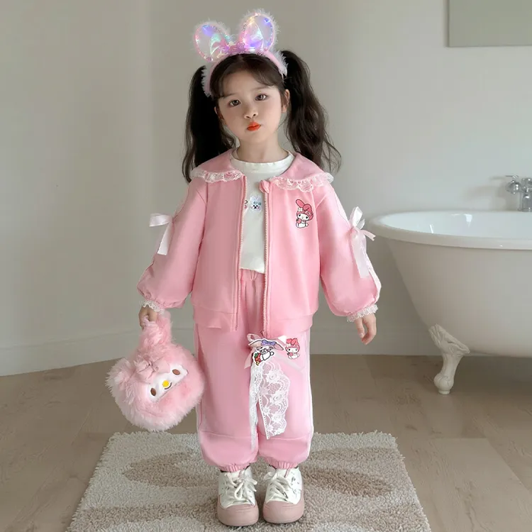女童套装春秋季新款2026儿童洋气库洛米美乐蒂翻领女宝秋装两件套