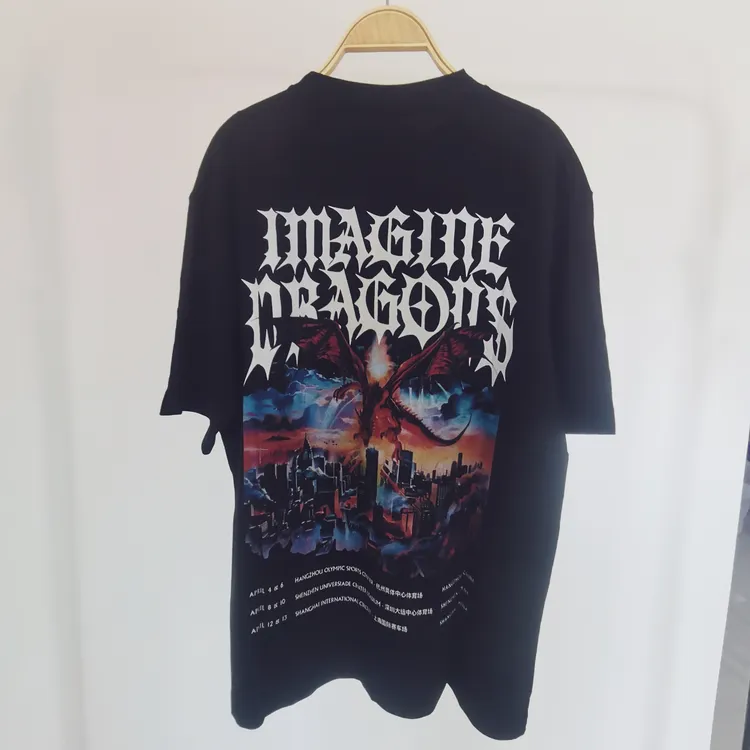 梦龙乐队T恤演唱会周边T恤纯棉宽松透气圆领运动男女同款休闲黑色