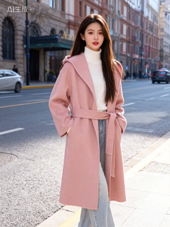 中长款宽松冬季连帽气质呢子毛呢秋冬毛呢外套长款时尚女士羊绒