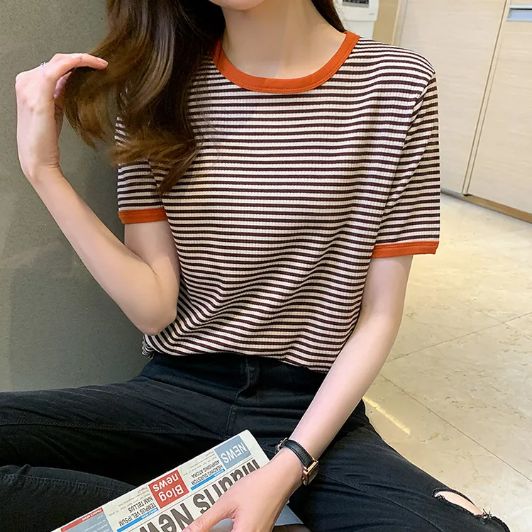 春夏季韩系新款实体店品质韩版高级感女装气质短袖上衣