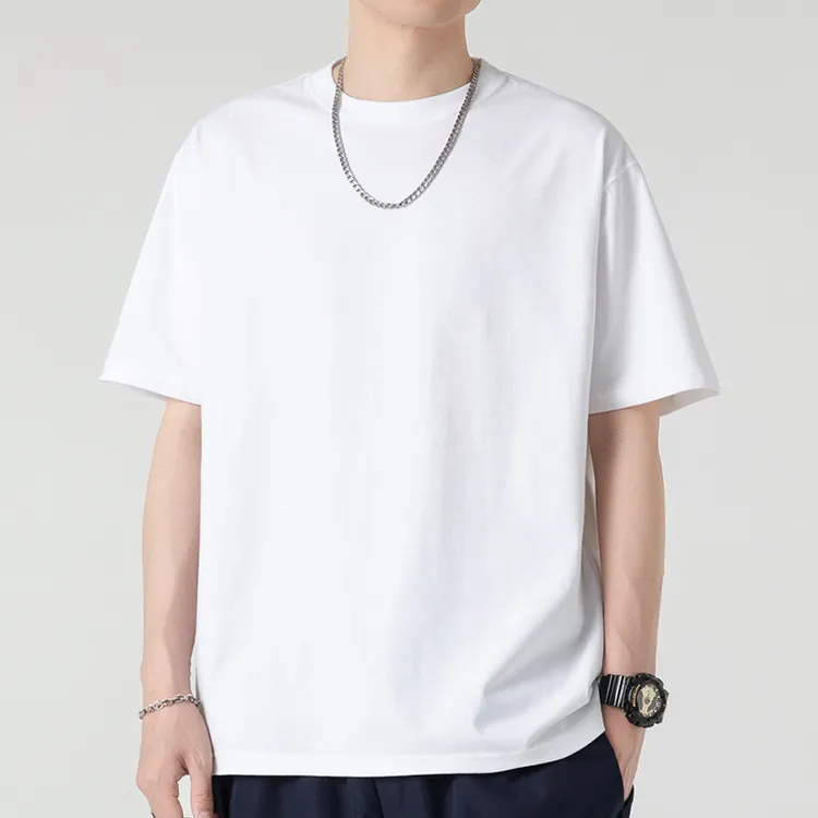 上衣白色休闲百搭潮流印花ins纯色简约男士t恤新款都市青少年夏季