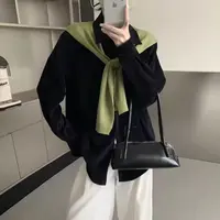 灰灰呀！韩国馆 显白的很！简约灯芯绒衬衫+针织披肩两件套套装