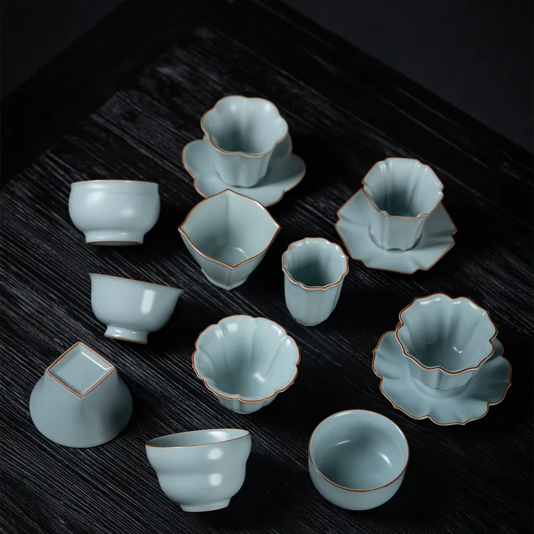 汝窑陶瓷主人杯天青釉复古中式茶道喝茶专用杯子开片可养冰裂