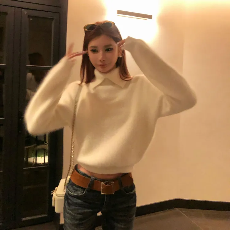 婉君【氛围女神】“羊毛+兔毛 雪雕纱线”重磅拉长毛毛衣LWJ25D4M3660