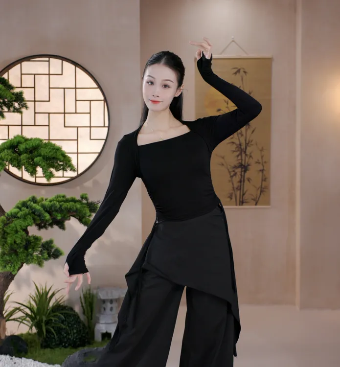 2025新款现代舞春秋修身日常显瘦显气质普拉提女中国舞舞蹈上衣