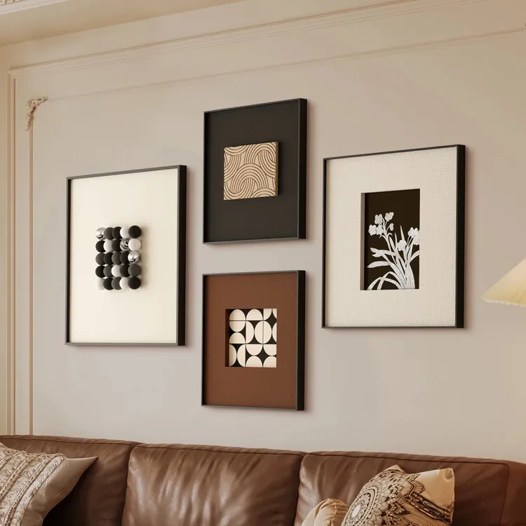 【爆款四联】高级感立体小球砂岩装饰画沙发背景沙发背景墙装饰画